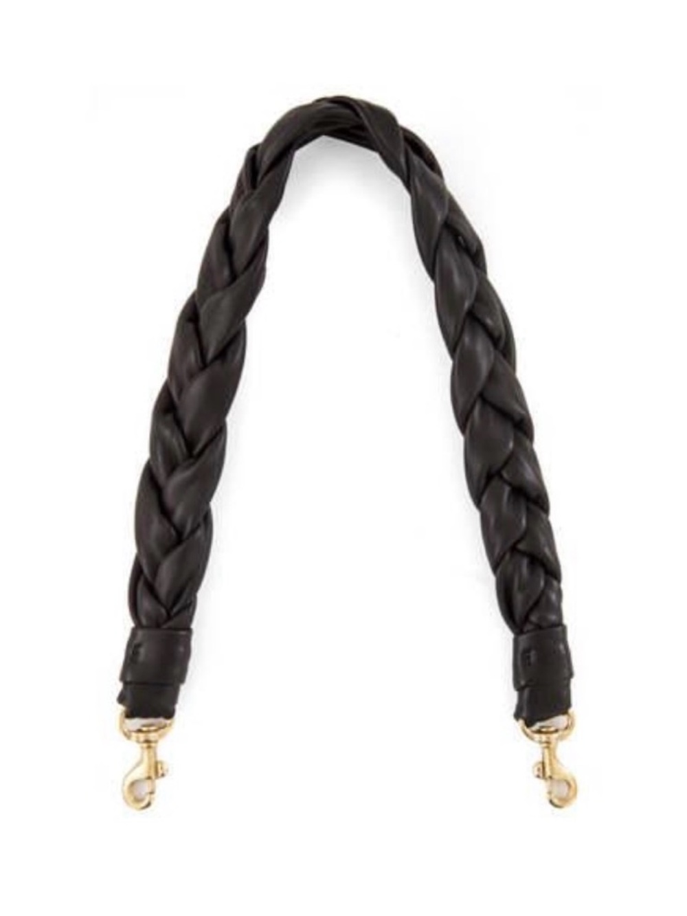 Clare V Black Braided Leather Shoulder Strap with Gold Hardware